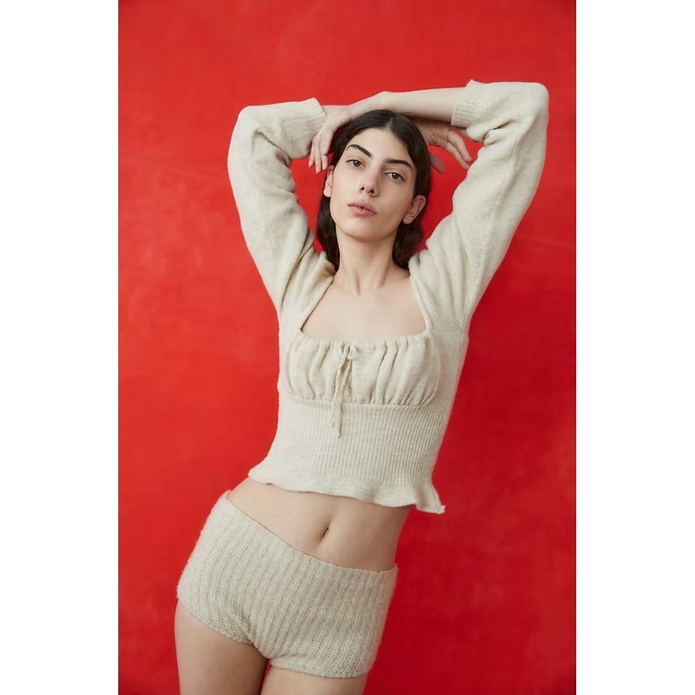 NWT Tach Clothing Bella Wool Sweater Top in Cream Sz Large $198